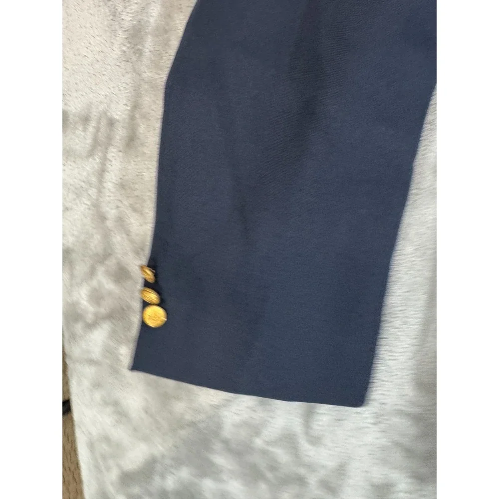 Stafford Blazer Mens 50L Navy Blue 2 Gold Button Sports Coat Worsted Wool USA‎